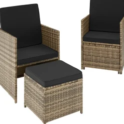 tectake - loungeset Palermo - wicker - natuurkleur