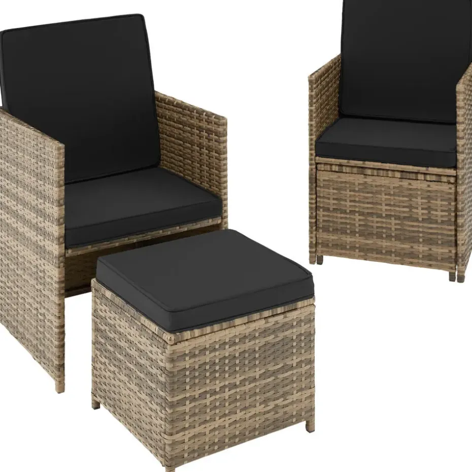 tectake - loungeset Palermo - wicker - natuurkleur
