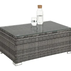 tectake - Loungeset Pisa met opbergbox kussens - wicker - grijs