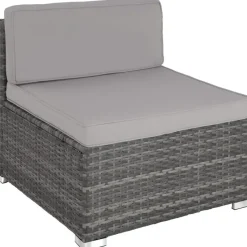 tectake - Loungeset Pisa met opbergbox kussens - wicker - grijs