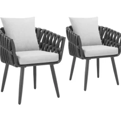 tectake - Set van 2 stoelen Lugano in rope-design met aluminium frame