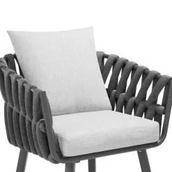 tectake - Stoel Lugano in rope-design met aluminium frame, Antraciet