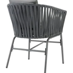 tectake - Stoelset Valeiras in rope-design, dikke kussens, 60x61x77cm