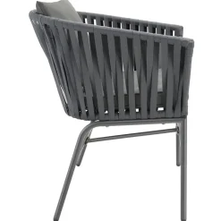 tectake - Stoelset Valeiras in rope-design, dikke kussens, 60x61x77cm