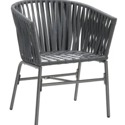 tectake - Stoelset Valeiras in rope-design, dikke kussens, 60x61x77cm