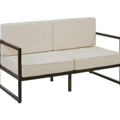 tectake - Tuin-loungebank Comosa, 2-zits, ultradikke kussens, Bruin / Beige