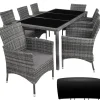 tectake - tuinset 8 stoelen en tafel - wicker - grijs