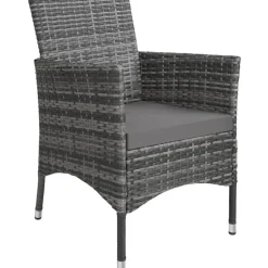 tectake - tuinset 8 stoelen en tafel - wicker - grijs