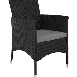 tectake - tuinset 8 stoelen en tafel - wicker - zwart / grijs