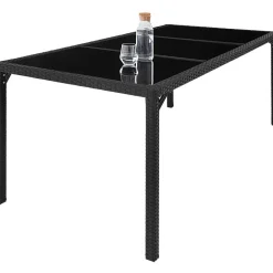 tectake - tuinset 8 stoelen en tafel - wicker - zwart / grijs