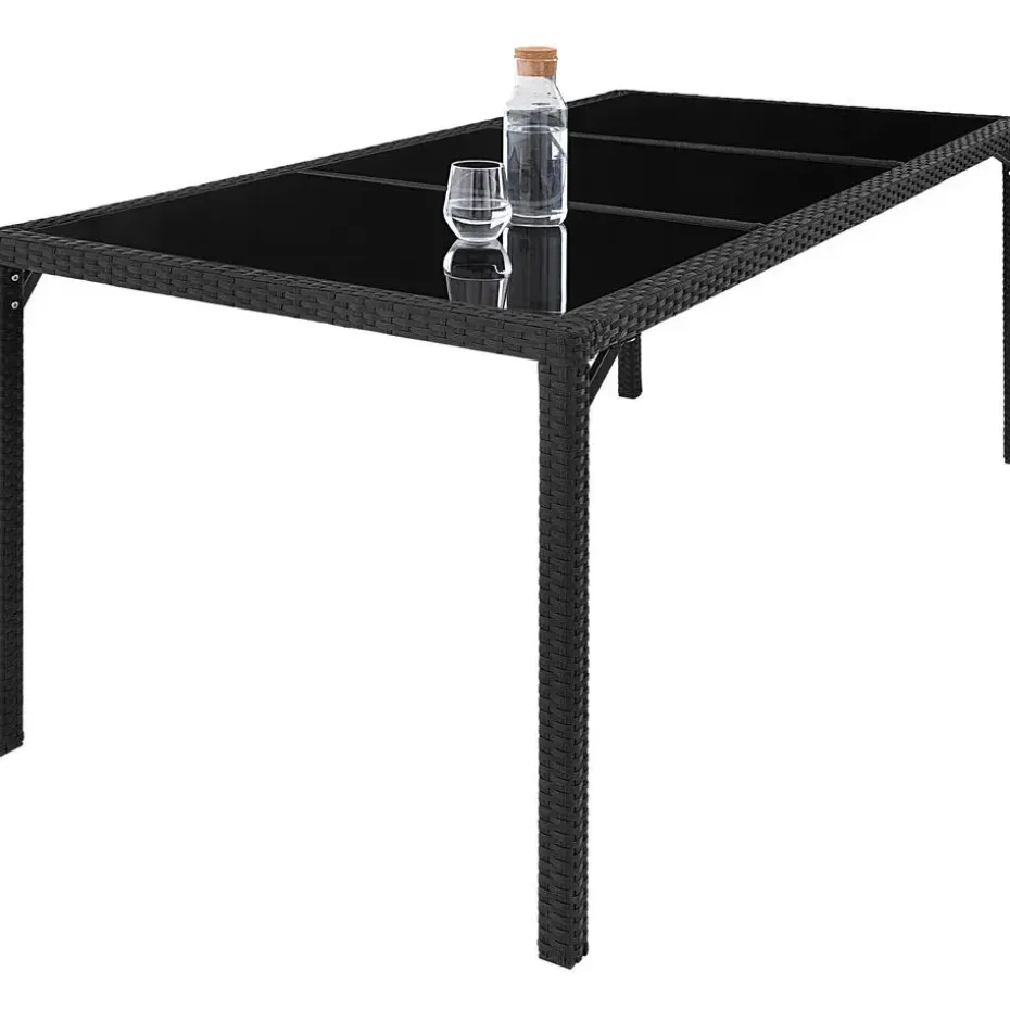 tectake - tuinset 8 stoelen en tafel - wicker - zwart / grijs