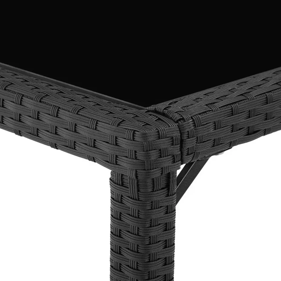 tectake - tuinset 8 stoelen en tafel - wicker - zwart / grijs