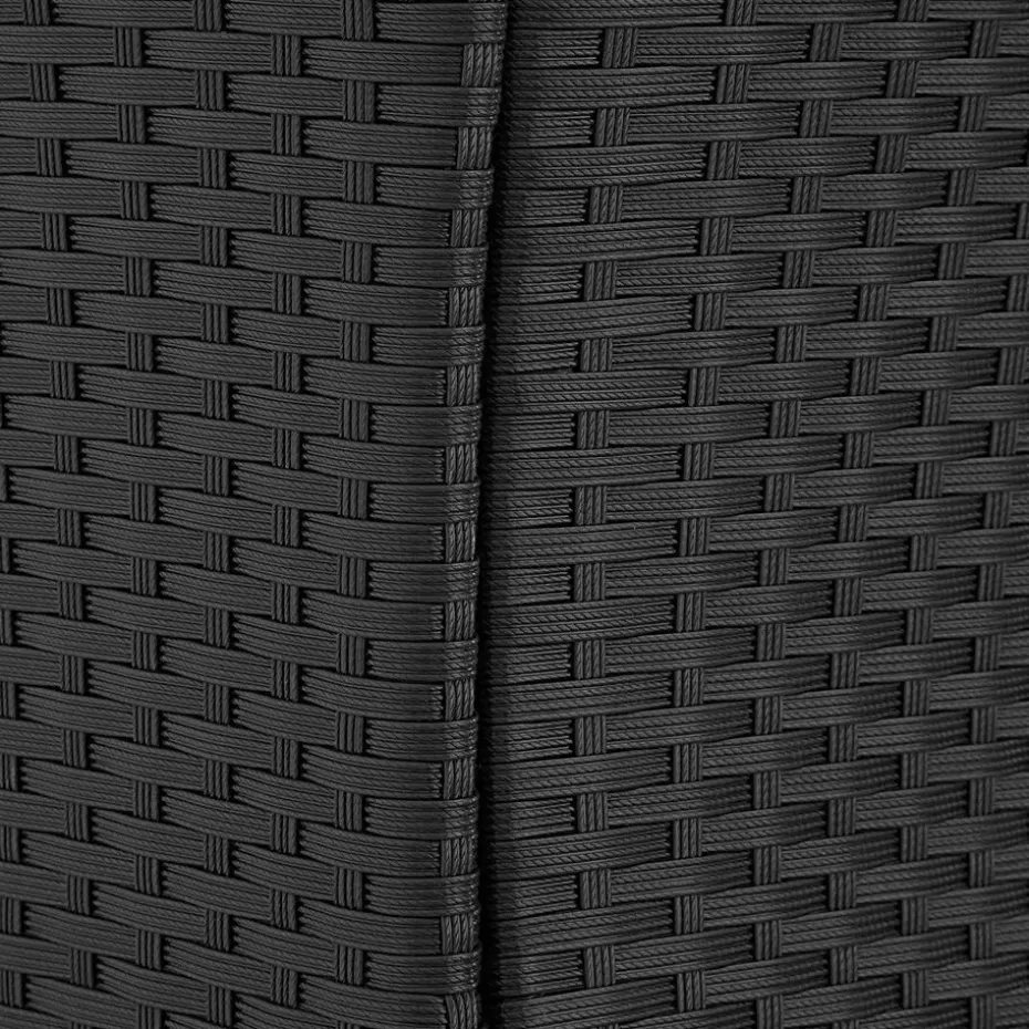 tectake - tuinset 8 stoelen en tafel - wicker - zwart / grijs