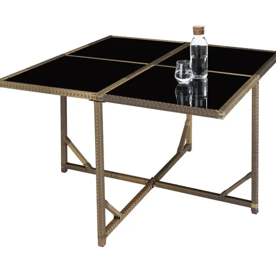 tectake - tuinset Bilbao - wicker met beschermhoes - natuurkleur