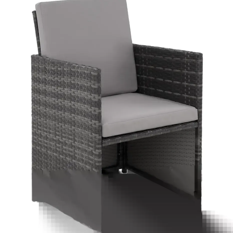 tectake - tuinset Bilbao - wicker - incl. beschermhoes - grijs