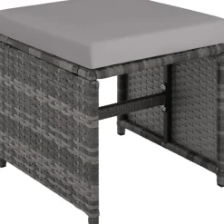 tectake - tuinset Bilbao - wicker - incl. beschermhoes - grijs