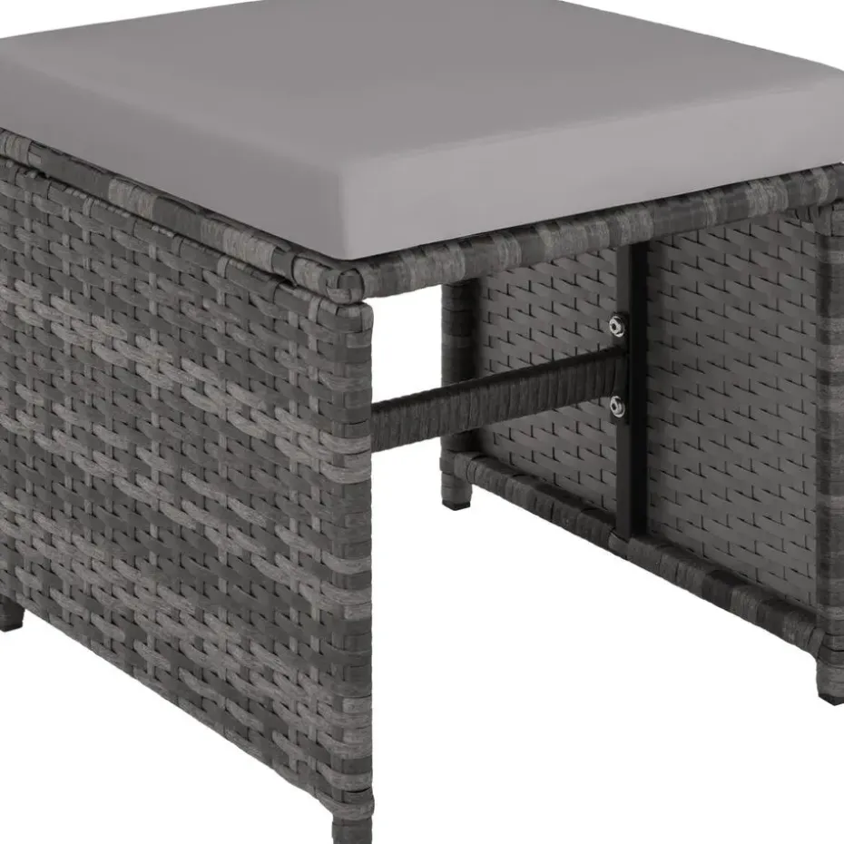 tectake - tuinset Bilbao - wicker - incl. beschermhoes - grijs