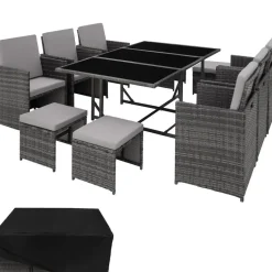 tectake - tuinset Malaga - wicker - grijs