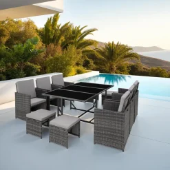 tectake - tuinset Malaga - wicker - grijs