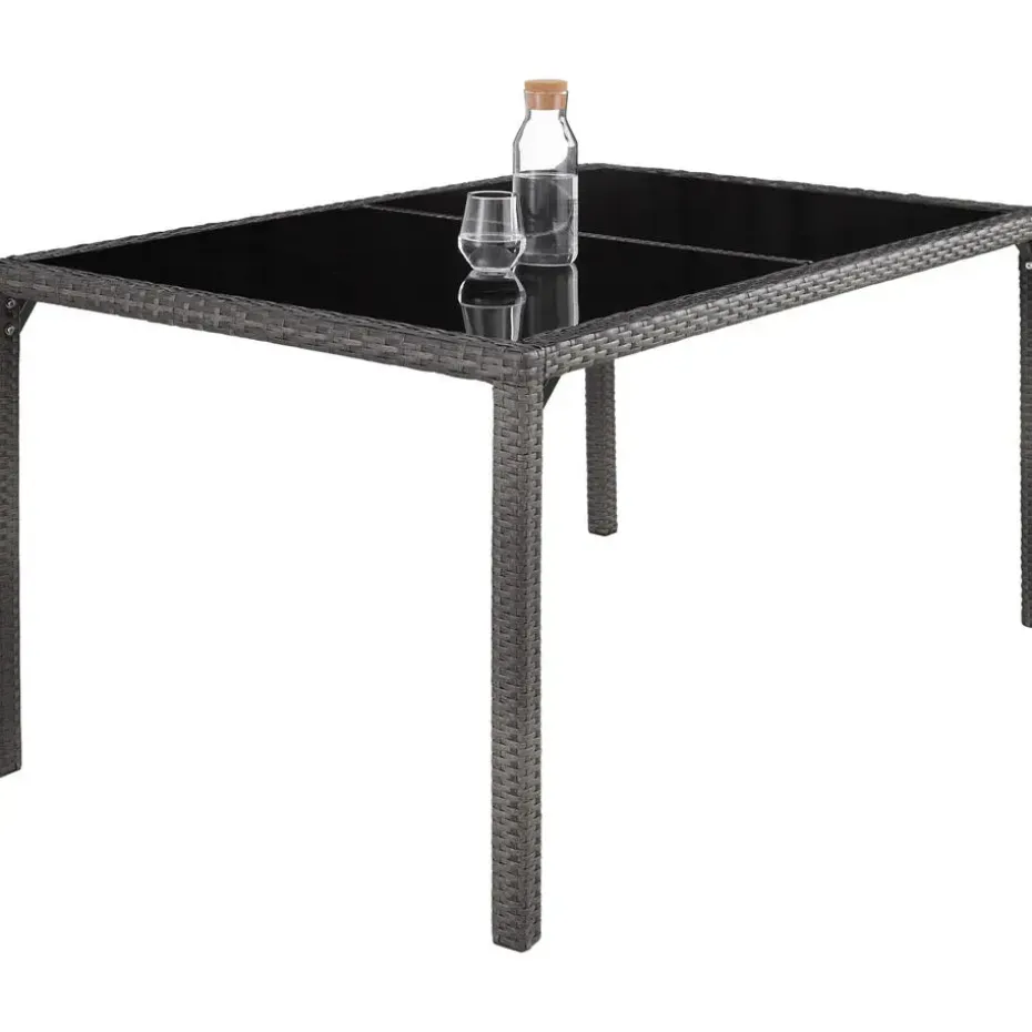 tectake - tuinset Porto 6 + 1 - wicker - grijs