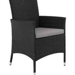 tectake - tuinset Porto 6 + 1 - wicker - zwart / grijs