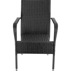 tectake 2 tuinstoelen - Wickerstoel Girona, stapelbaar, draagkracht 120 kg