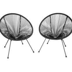 tectake 2 tuinstoelen Santana in Acapulco-design, Zwart