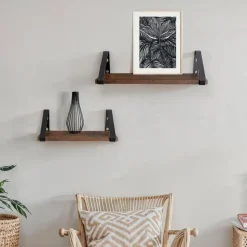 tectake 3 wandplanken Cowell, Industrieel Hout Donker, Rustiek