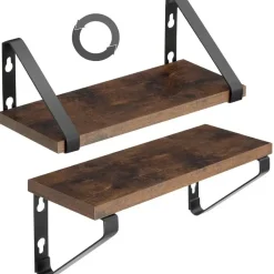 tectake 3 wandplanken Cowell, Industrieel Hout Donker, Rustiek