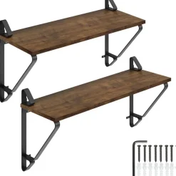 tectake 2 wandplanken Irvine, Industrieel Hout Donker, Rustiek