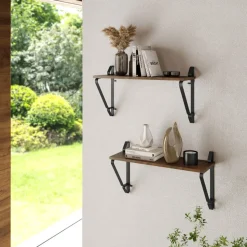 tectake 2 wandplanken Irvine, Industrieel Hout Donker, Rustiek