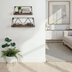 tectake 2 wandplanken Rockport, Industrieel Hout Donker, Rustiek