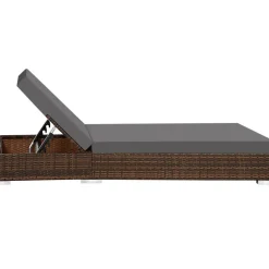 tectake 2 wicker ligbedden met aluminium frame en tafel, inclusief beschermhoes