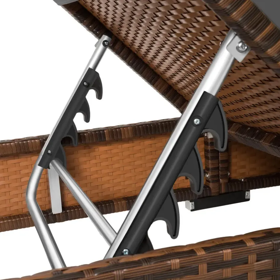 tectake 2 wicker ligbedden met aluminium frame en tafel, inclusief beschermhoes