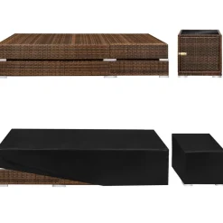 tectake 2 wicker ligbedden met aluminium frame en tafel, inclusief beschermhoes