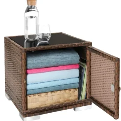 tectake 2 wicker ligbedden met aluminium frame en tafel, inclusief beschermhoes