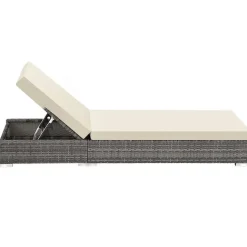 tectake 2 wicker ligbedden met aluminium frame en tafel, inclusief beschermhoes