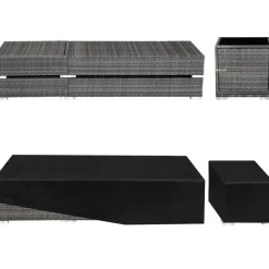 tectake 2 wicker ligbedden met aluminium frame en tafel, inclusief beschermhoes