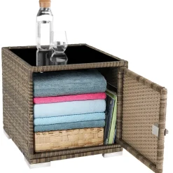 tectake 2 wicker ligbedden met aluminium frame en tafel, inclusief beschermhoes