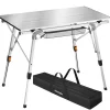 tectake Aluminium campingtafel Tina opvrouwbaar in hoogte verstelbaar , Zilver