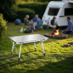 tectake Aluminium campingtafel Tina opvrouwbaar in hoogte verstelbaar , Zilver