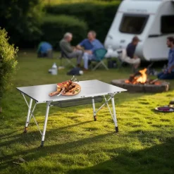 tectake Aluminium klaptafel Bastiaan in hoogte verstelbaar , Zilver