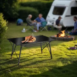 tectake Aluminium klaptafel Bastiaan in hoogte verstelbaar , Zwart