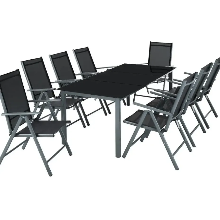 tectake Aluminium tuinset 8+1 - Antraciet