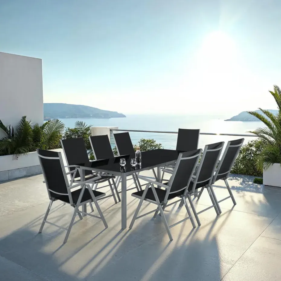 tectake Aluminium tuinset 8+1 - Antraciet