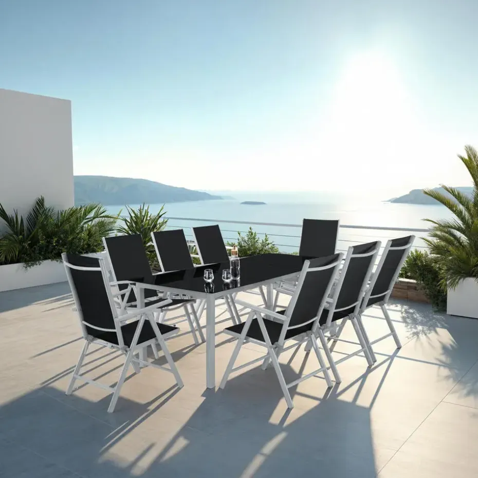 tectake Aluminium tuinset 8+1 - Zilver