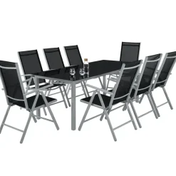 tectake Aluminium tuinset 8+1 - Zilver