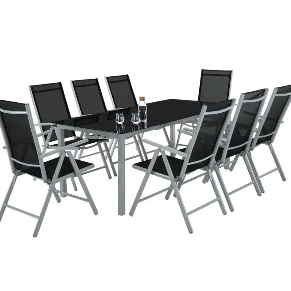 tectake Aluminium tuinset 8+1 - Zilver