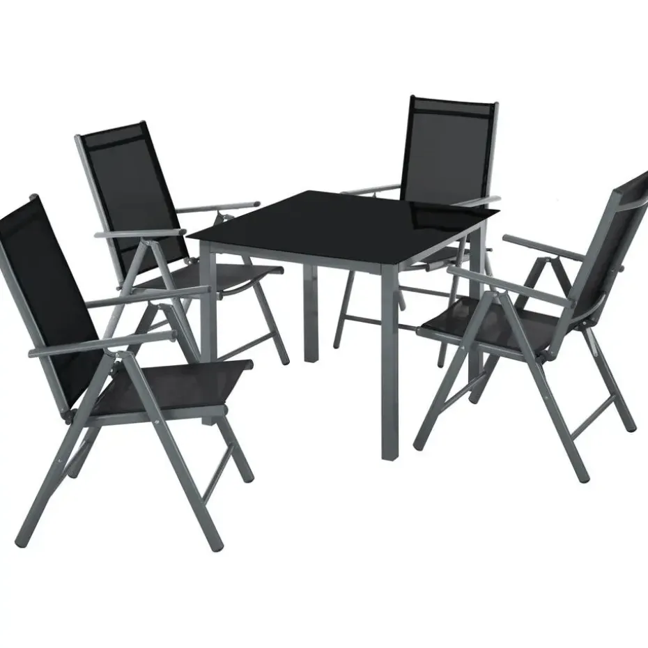 tectake Aluminium tuinset 4+1 - Antraciet