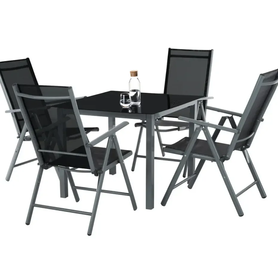 tectake Aluminium tuinset 4+1 - Antraciet